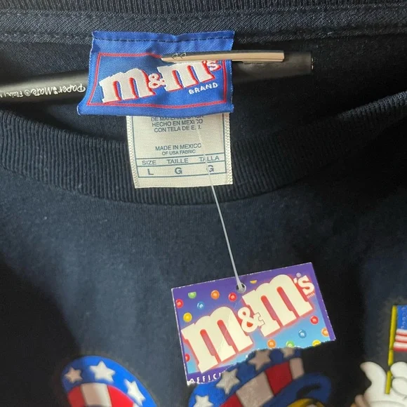 NWT M&M Tee Yellow Red Show Your Colors Patriotic American Flag Hats 4th July L - Picture 3 of 4